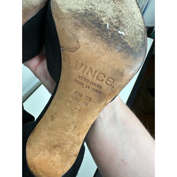 Vince Paulette d'Orsay Black Suede Pointed Toe Cut-Out Stiletto Heel Pump 9 - Picture 12 of 16